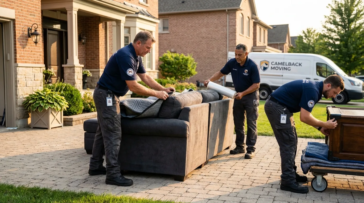 Large estate moving crew wrapping furniture in Nashville, GA